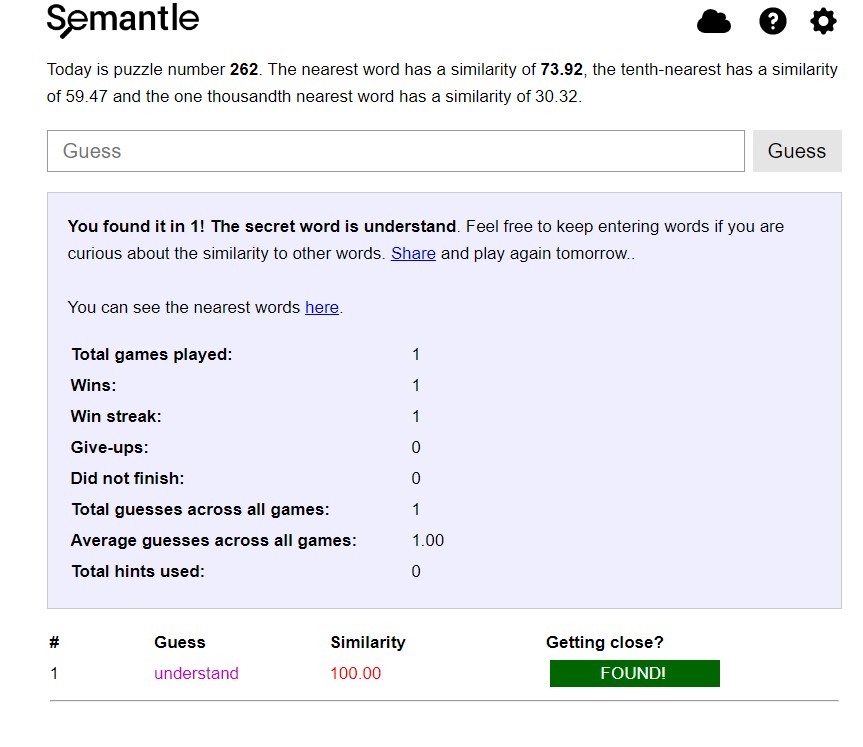 Semantle Example