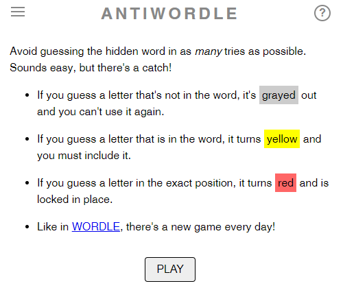 how to play antiwordle