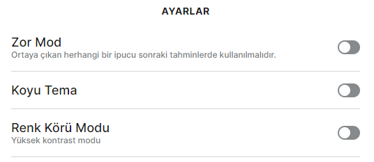 wordle turkce options