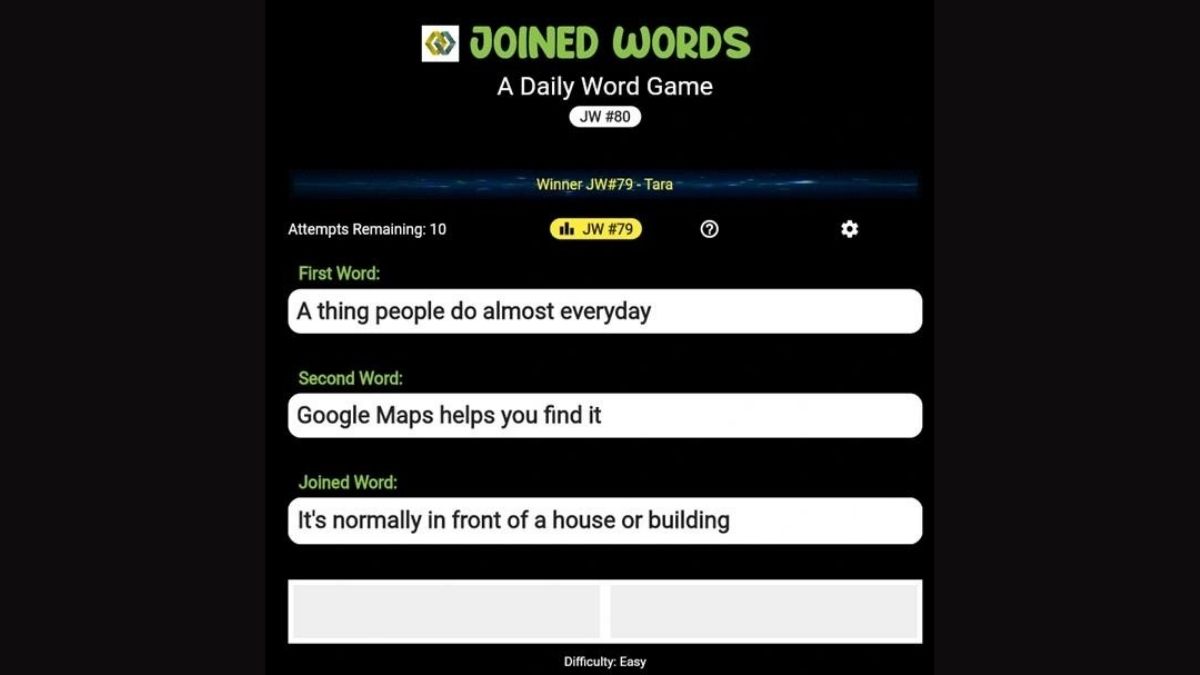 Joined words wordle game