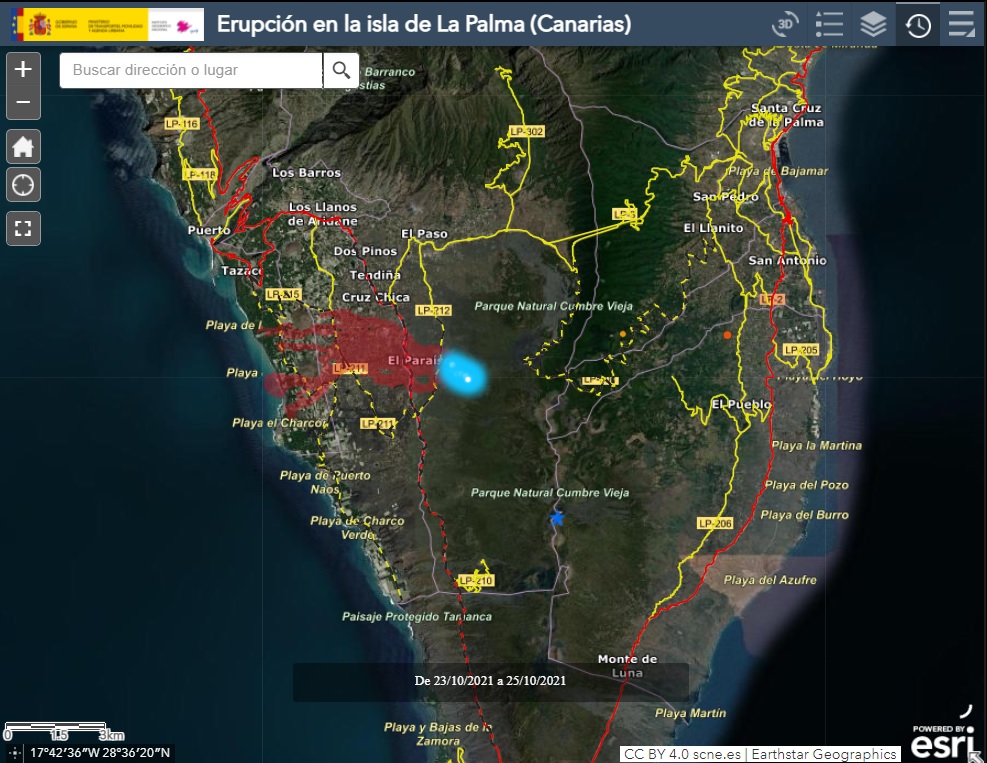 Carte interactive ĂCOULEMENT DE LAVE DU VOLCAN DES CANARIES