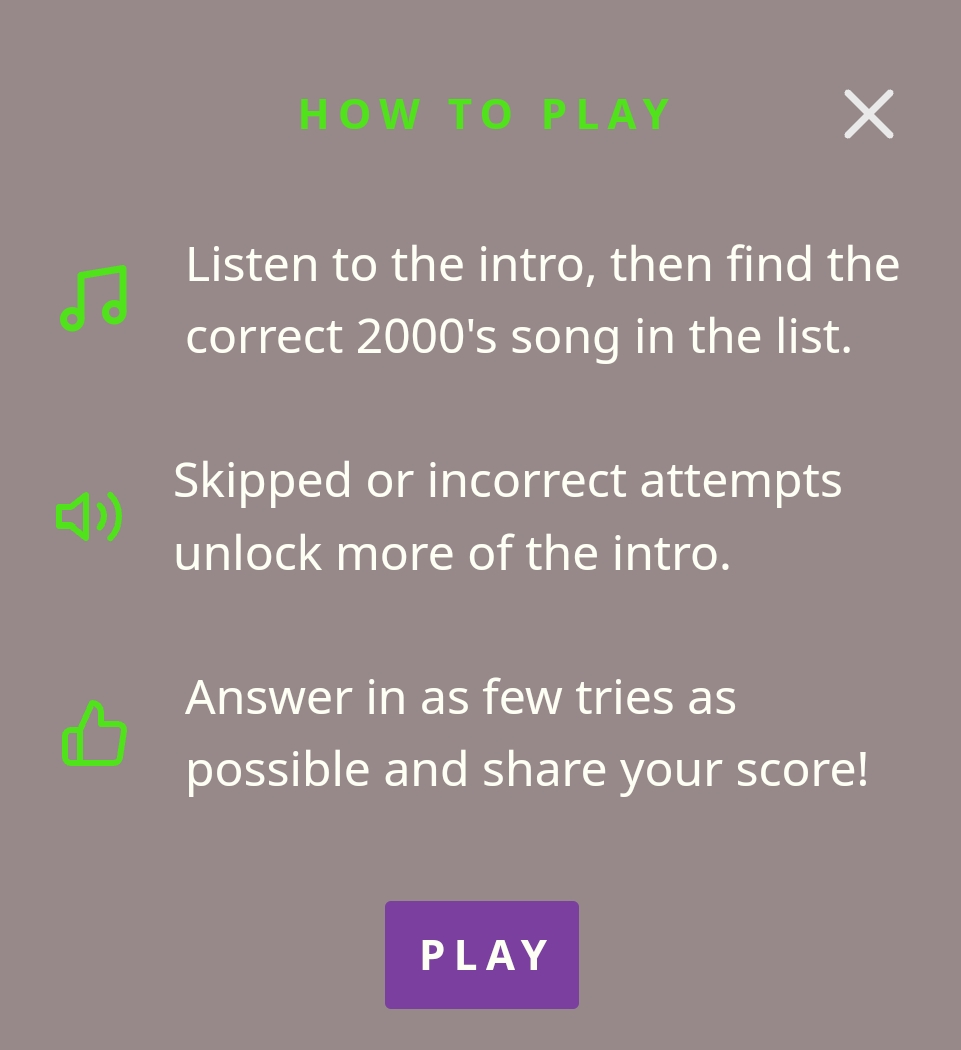 Heardle 00s 🎵 Music wordle game