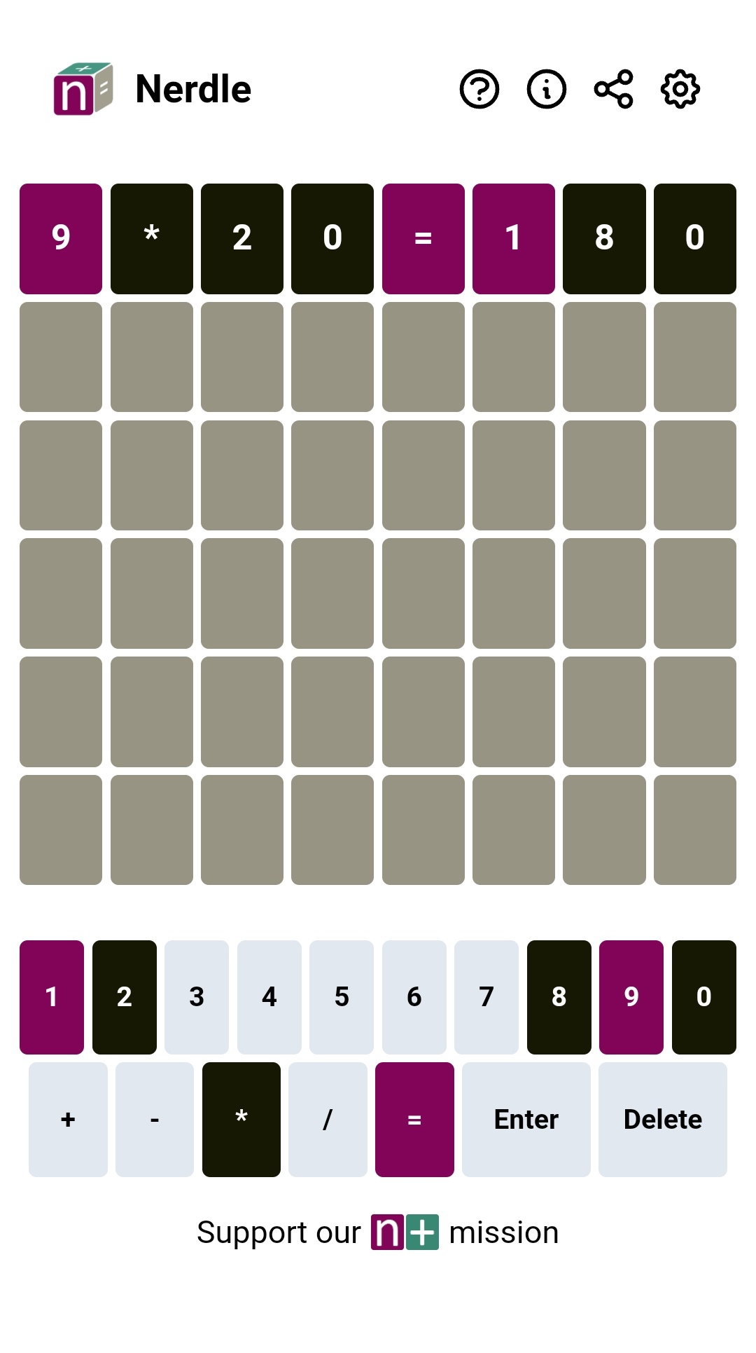 Nerdle Mini Game 🕹️ Easiest math game