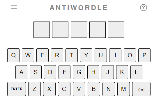 Antiwordle Game 🕹️Don't guess the word  Games like Wordle