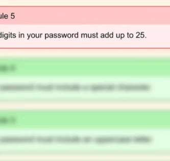 The digits in your password must add up to 25