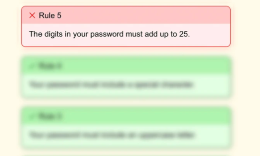 The Password Game Rule 5: How to Make Digits Add Up to 25